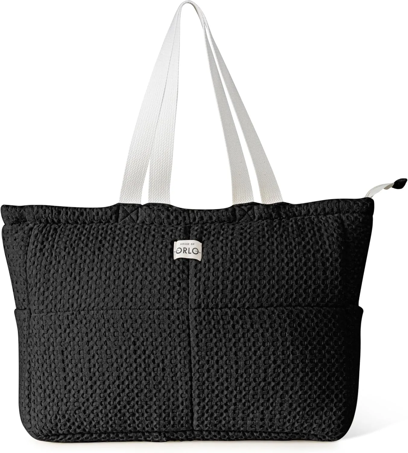 Premium Quilted Waffle Weave Tote Bags for Travel, Gym, Office & Work, Daily Use Bags for Women, Black