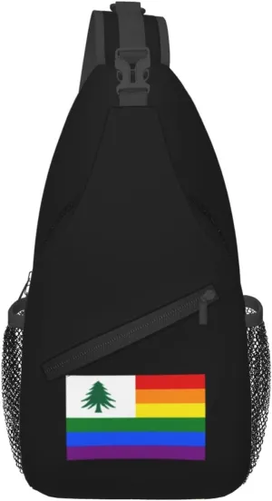Pride Rainbow LGBT Naval Ensign of Massachusetts Crossbody Bags For Women Men Chest Backpack Gym Shoulder Bag Travel Outdoor Sports Casual Crossbody Bags