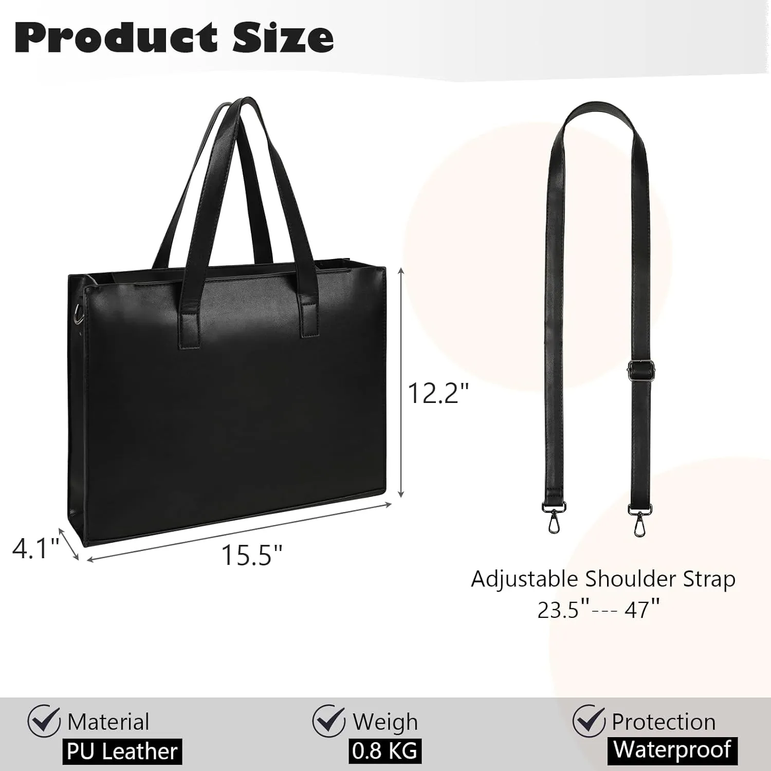 PU Leather Tote Bag for Women，Large Shoulder Tote Bag with Zipper，Leather Crossbody Bag，Top Handle Bag，Handbag