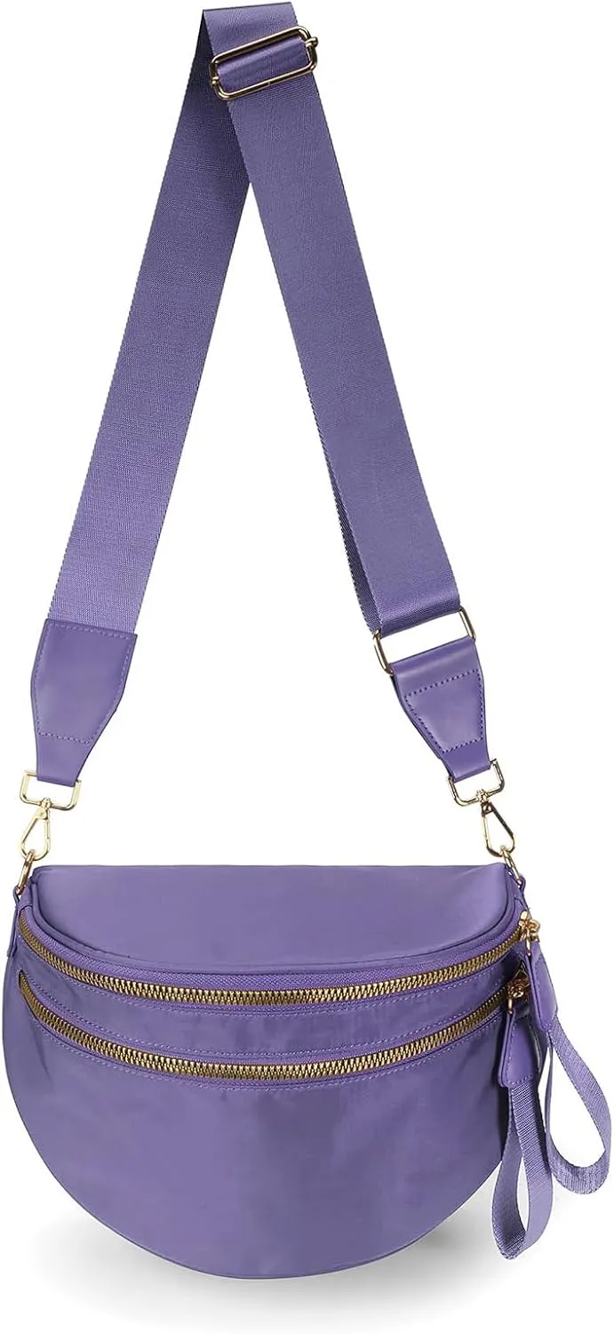 Pure Colour Crossbody Bag Bum Bag for Women,Spacious Purse Fanny Packs Belt Bag,Oversized Bum Bag (Colour Bum Bag-Cloudy Purple)