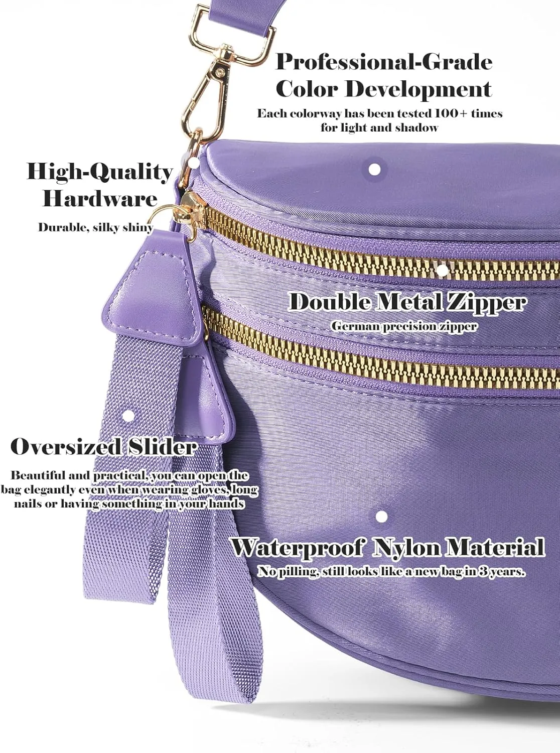 Pure Colour Crossbody Bag Bum Bag for Women,Spacious Purse Fanny Packs Belt Bag,Oversized Bum Bag (Colour Bum Bag-Cloudy Purple)