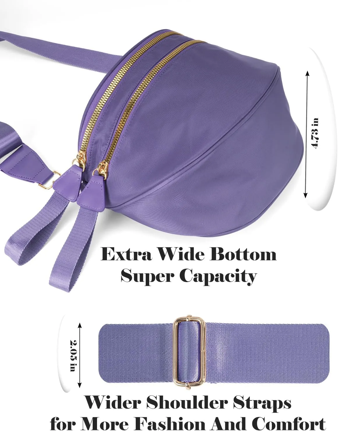 Pure Colour Crossbody Bag Bum Bag for Women,Spacious Purse Fanny Packs Belt Bag,Oversized Bum Bag (Colour Bum Bag-Cloudy Purple)