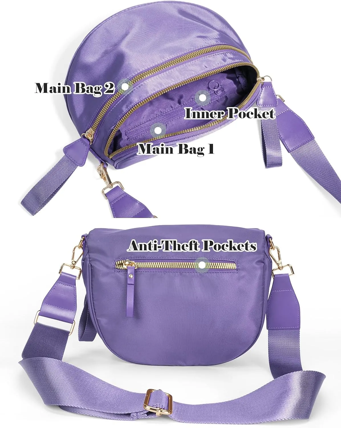 Pure Colour Crossbody Bag Bum Bag for Women,Spacious Purse Fanny Packs Belt Bag,Oversized Bum Bag (Colour Bum Bag-Cloudy Purple)