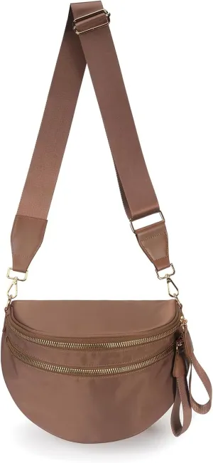 Pure Colour Crossbody Bag Bum Bag for Women,Spacious Purse Fanny Packs Belt Bag,Oversized Bum Bag (Colour Bum Bag-Coffee)