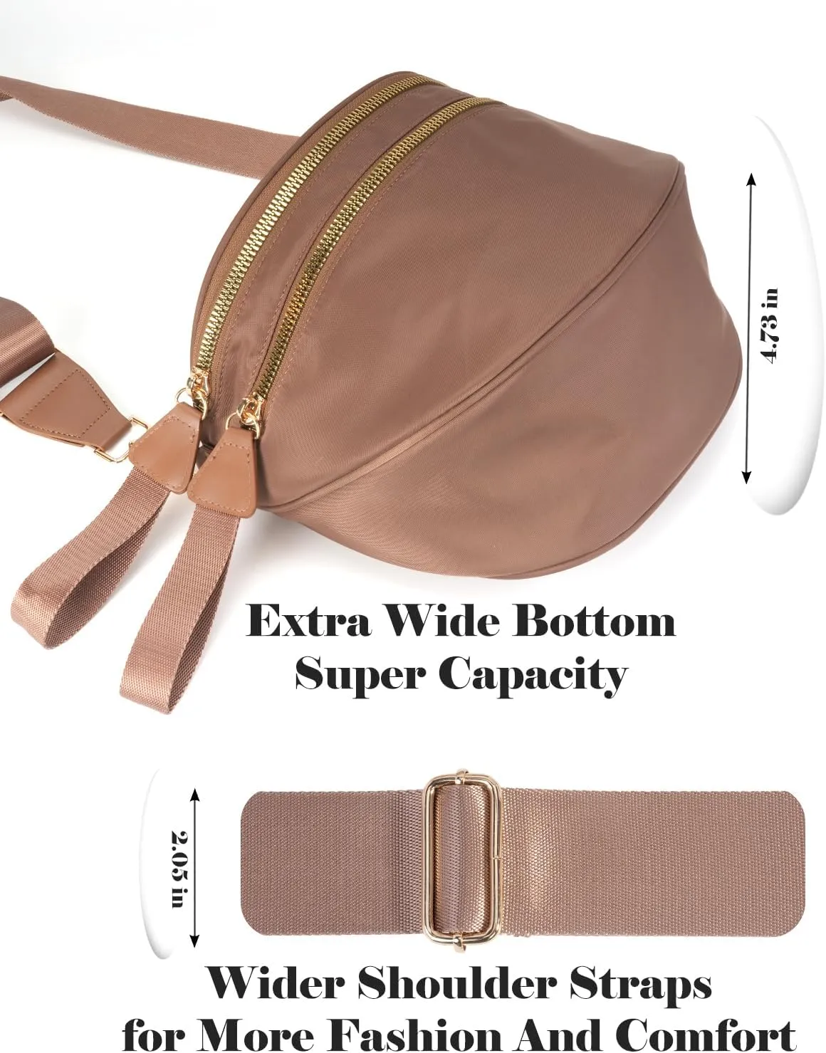 Pure Colour Crossbody Bag Bum Bag for Women,Spacious Purse Fanny Packs Belt Bag,Oversized Bum Bag (Colour Bum Bag-Coffee)