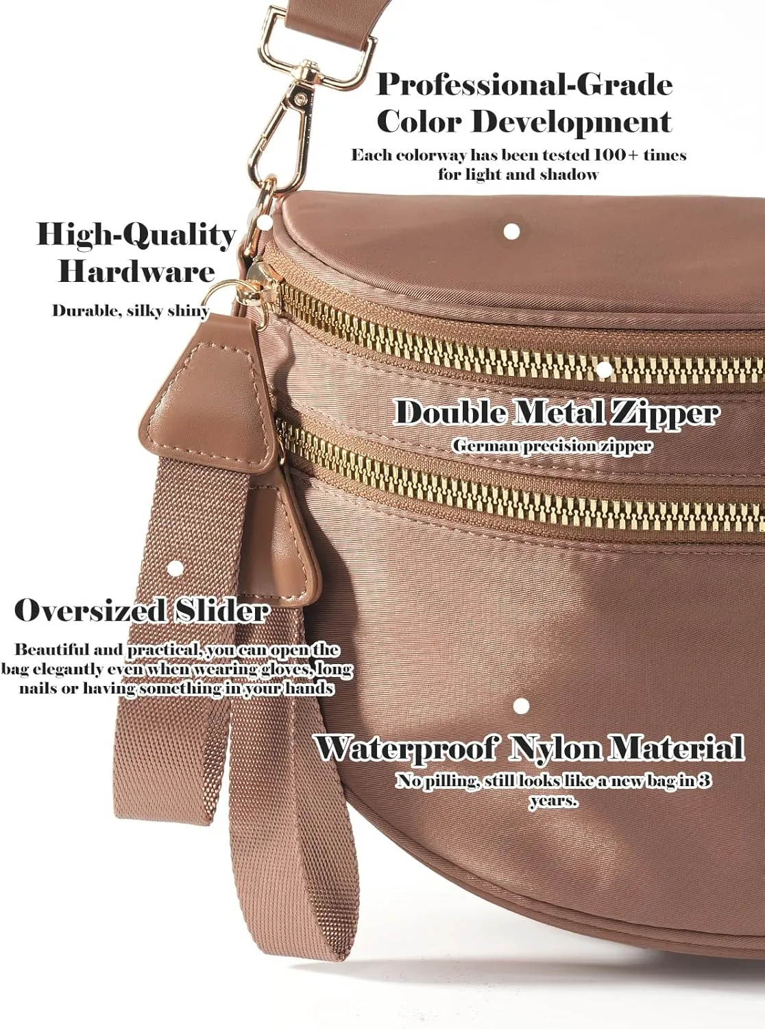 Pure Colour Crossbody Bag Bum Bag for Women,Spacious Purse Fanny Packs Belt Bag,Oversized Bum Bag (Colour Bum Bag-Coffee)