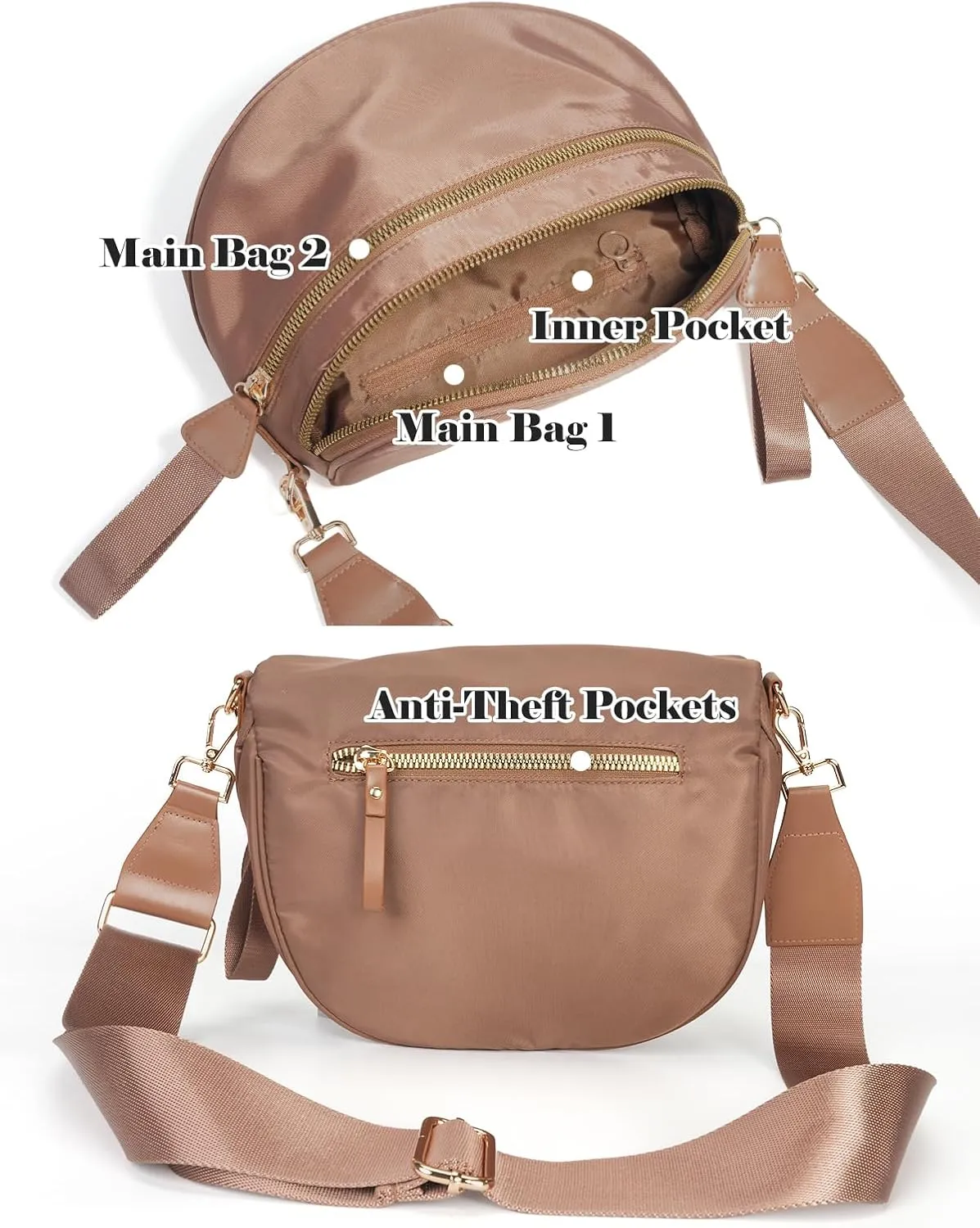 Pure Colour Crossbody Bag Bum Bag for Women,Spacious Purse Fanny Packs Belt Bag,Oversized Bum Bag (Colour Bum Bag-Coffee)