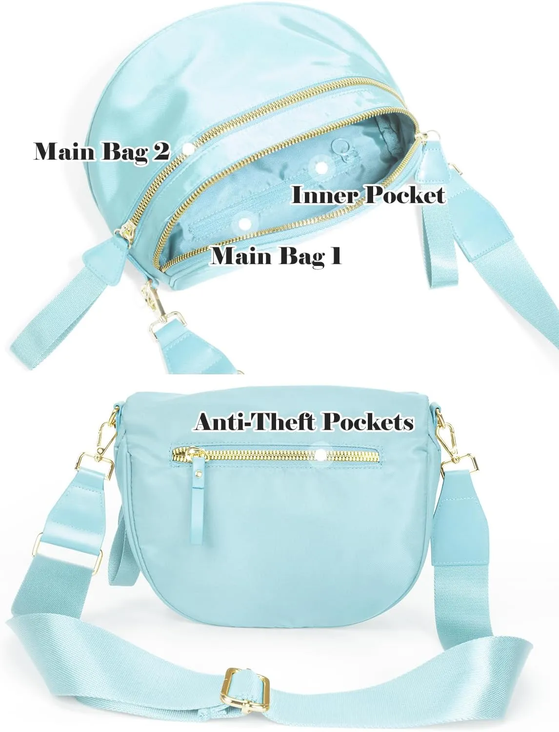 Pure Colour Crossbody Bag Bum Bag for Women,Spacious Purse Fanny Packs Belt Bag,Oversized Bum Bag (Colour Bum Bag-Ice Blue)