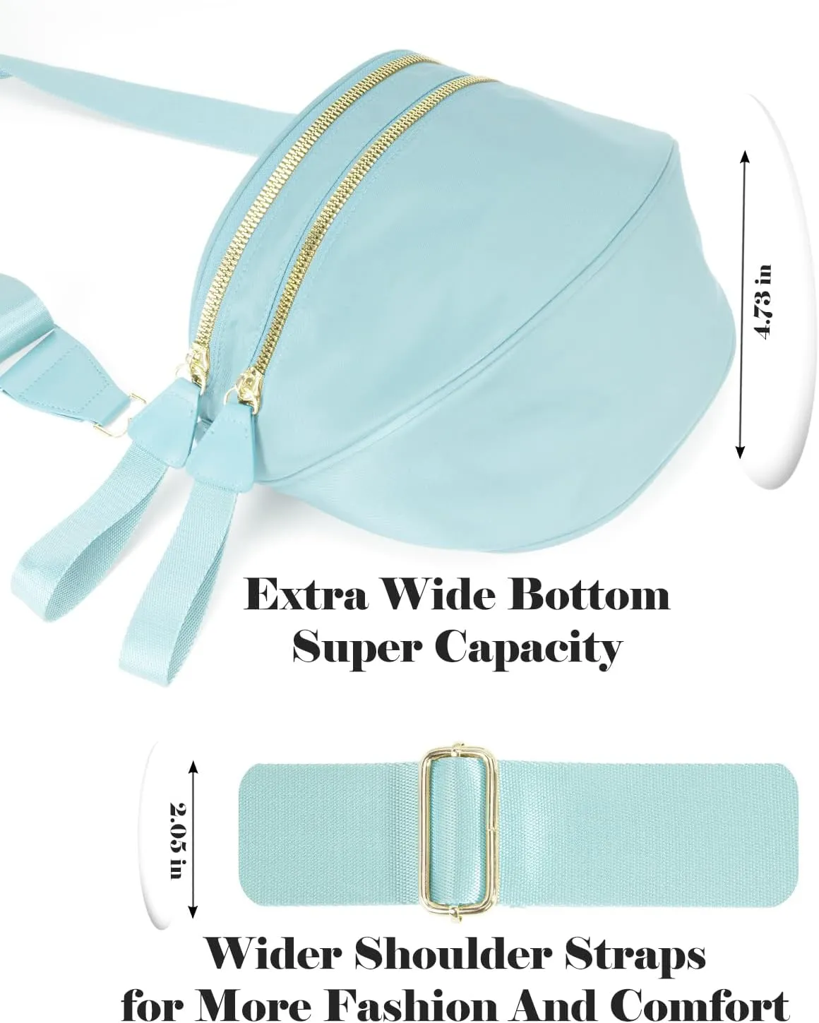Pure Colour Crossbody Bag Bum Bag for Women,Spacious Purse Fanny Packs Belt Bag,Oversized Bum Bag (Colour Bum Bag-Ice Blue)