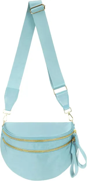 Pure Colour Crossbody Bag Bum Bag for Women,Spacious Purse Fanny Packs Belt Bag,Oversized Bum Bag (Colour Bum Bag-Ice Blue)