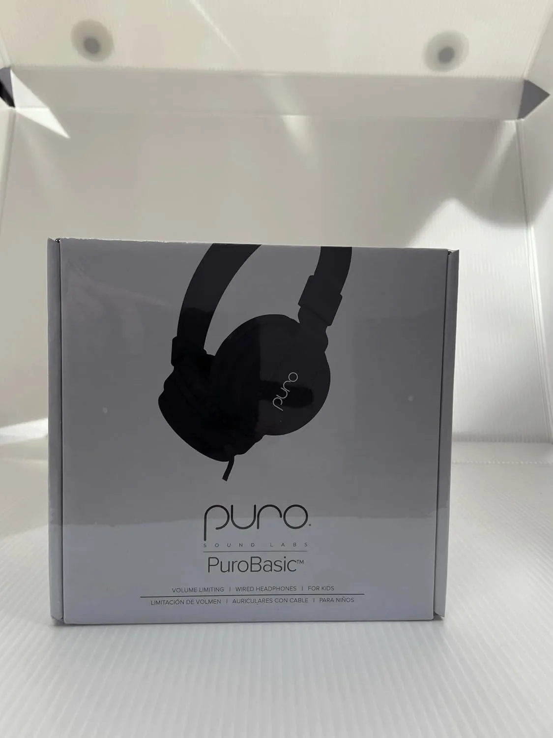 Puro Sound Labs PuroBasic Volume Limiting Wired Headphones for Kids, Foldable & Adjustable Headband w/Microphone, Compatible with Smartphones, Tablets and PC’s – Black