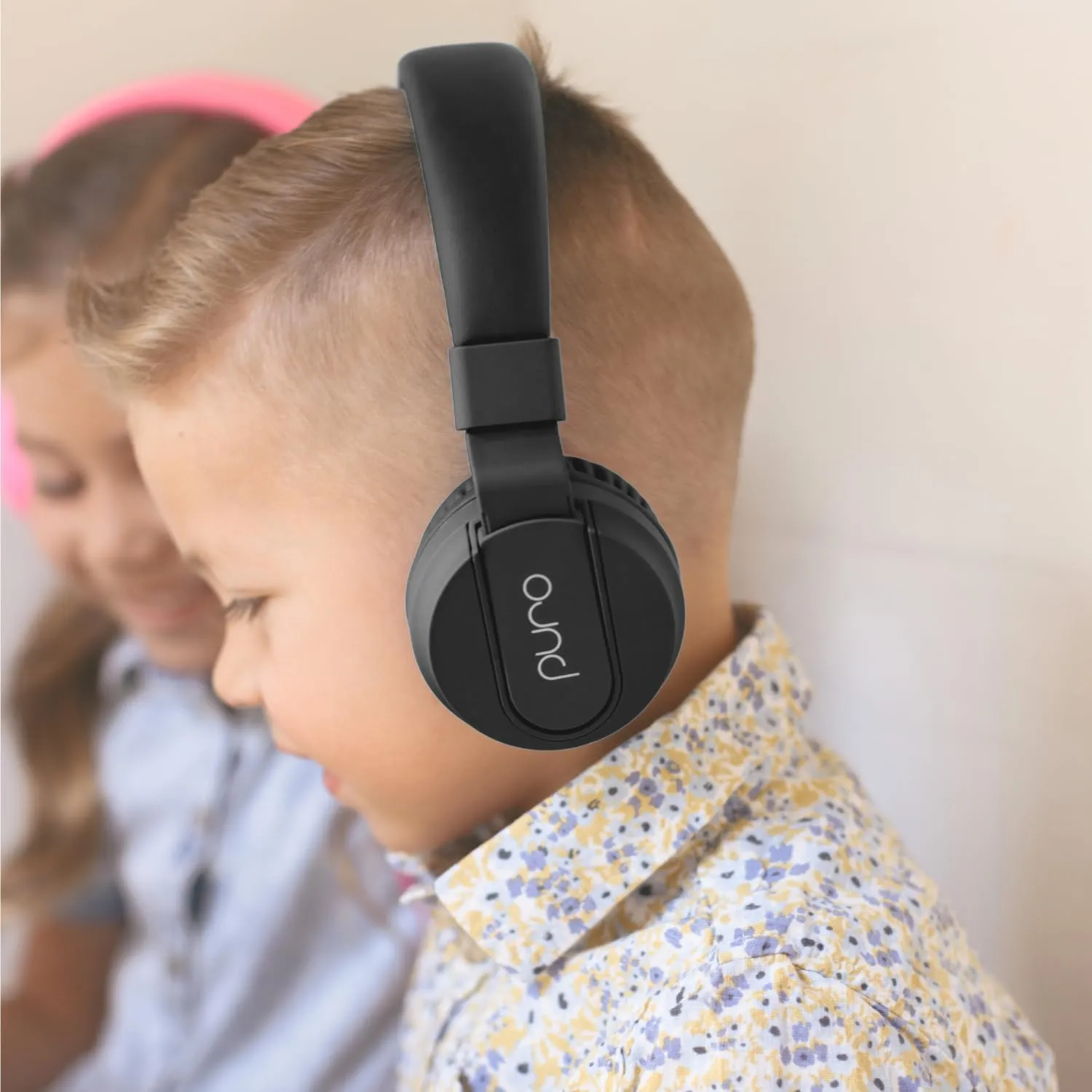 Puro Sound Labs PuroBasic Volume Limiting Wired Headphones for Kids, Foldable & Adjustable Headband w/Microphone, Compatible with Smartphones, Tablets and PC’s – Black