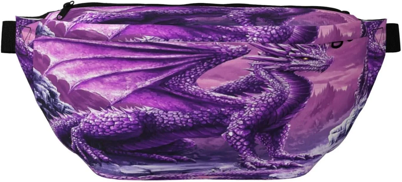 Purple Snow Dragon Fanny Pack For Women Man, Waist Belt Bag Crossbody For Sports Travel Hiking Running Jogging