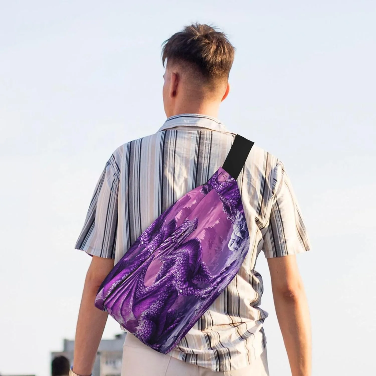 Purple Snow Dragon Fanny Pack For Women Man, Waist Belt Bag Crossbody For Sports Travel Hiking Running Jogging