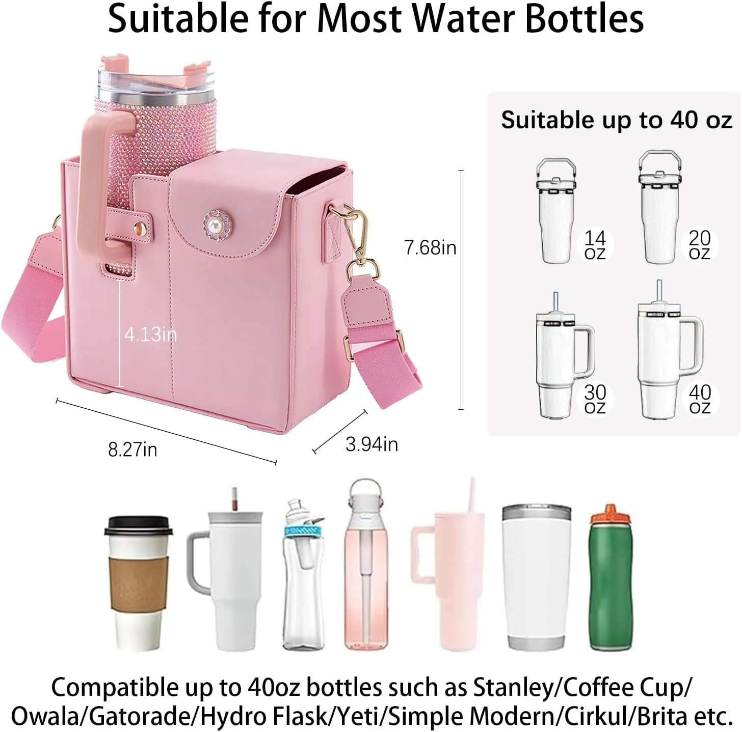 Purse for stanley cup purse, stanley cup bag, Tumbler holder, water bottle carrier,Outdoor Portable Crossbody Cup Storage Bag