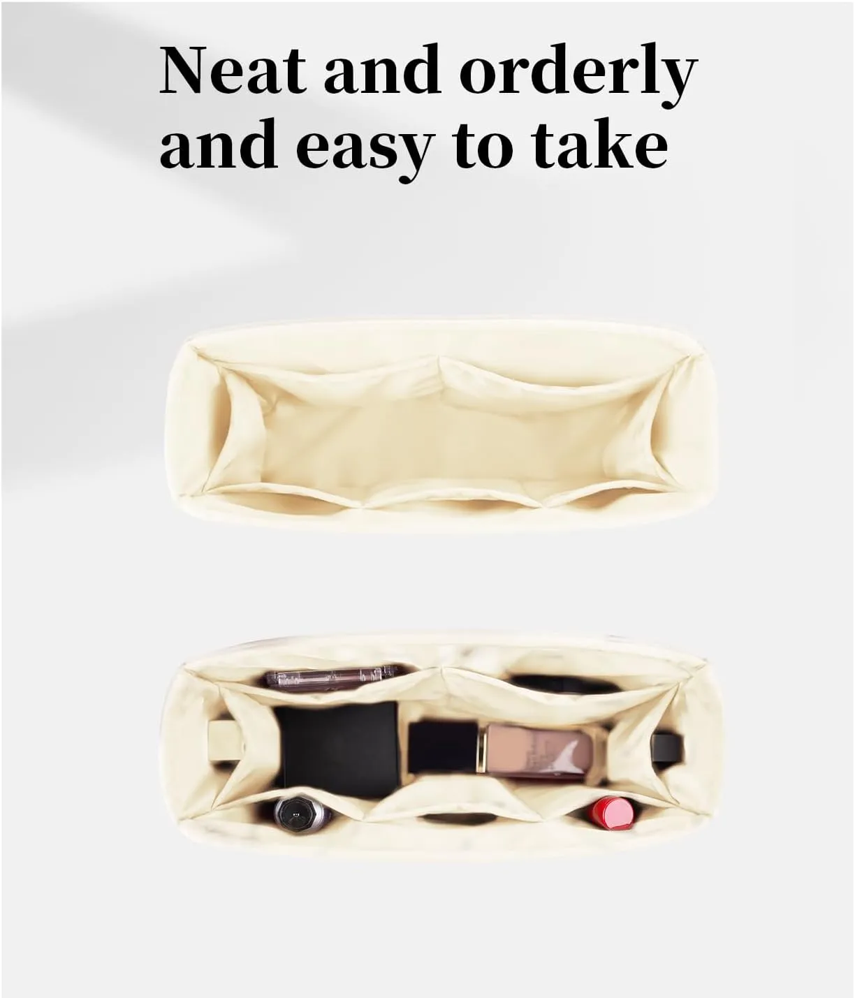 Purse Organizer Insert for GG Marmont Small Shoulder Bag, Soft-touch Purse Insert Compatible with Gucci Marmont Bag, Bag Shaper with Pockets for Storage (Small26, Craie)