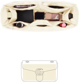 Purse Organizer Insert for GG Marmont Small Shoulder Bag, Soft-touch Purse Insert Compatible with Gucci Marmont Bag, Bag Shaper with Pockets for Storage (Small26, Craie)