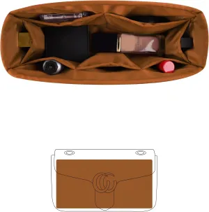 Purse Organizer Insert for GG Marmont Small Shoulder Bag, Soft-touch Purse Insert for GG Marmont Bag, Bag Shaper with Pockets for Storage, Multiple Color Options(Caramel, Small26)