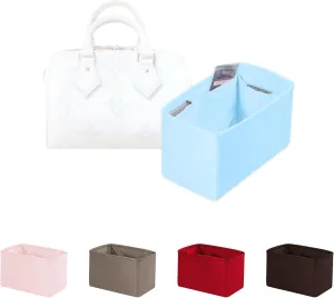 Purse Organizer Insert for Speedy 25, Satiny Handbag Organizer Compatible with LV Speedy Bag, Lightweight Purse Insert with Soft Touch, Multi-pocket storage(Celeste,Speedy25)