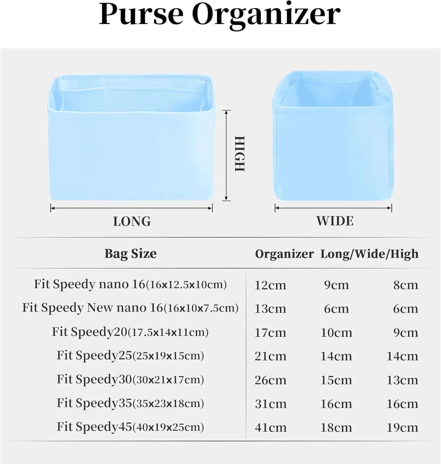 Purse Organizer Insert for Speedy 25, Satiny Handbag Organizer Compatible with LV Speedy Bag, Lightweight Purse Insert with Soft Touch, Multi-pocket storage(Celeste,Speedy25)