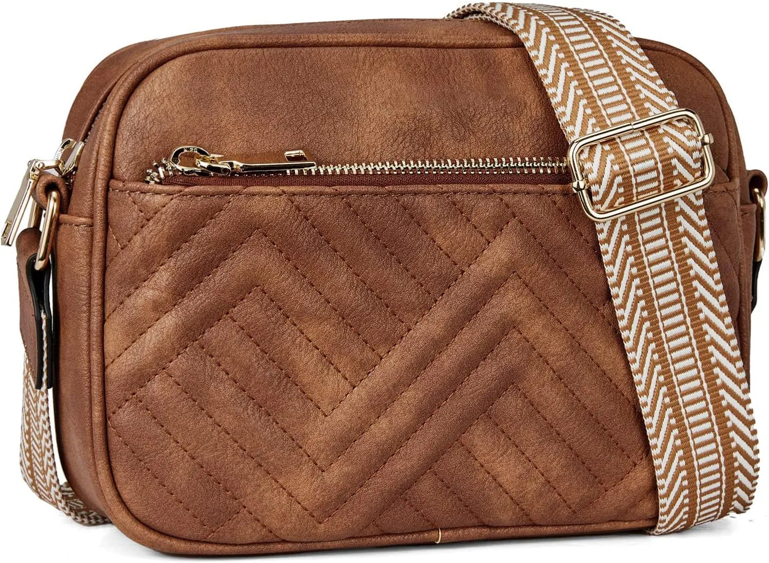 Quilted Crossbody Bags for Women Vegan Leather Purses Small Shoulder Handbags with Wide Strap