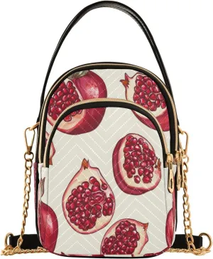 Quilted Crossbody Bags for Women,Pomegranate Women's Crossbody Handbags Small Travel Purses Phone Bag