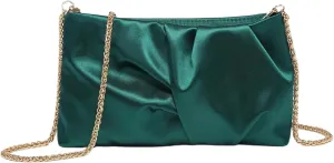 QWINEE Women's Satin Purse Ruched Evening Clutch Handbags Formal Party Handbag Wedding Bags