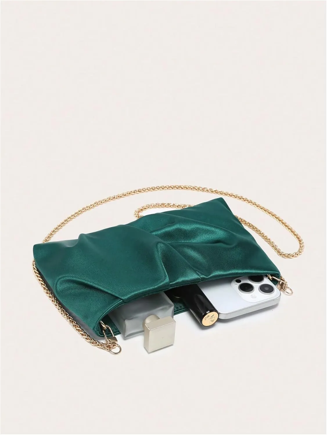 QWINEE Women's Satin Purse Ruched Evening Clutch Handbags Formal Party Handbag Wedding Bags
