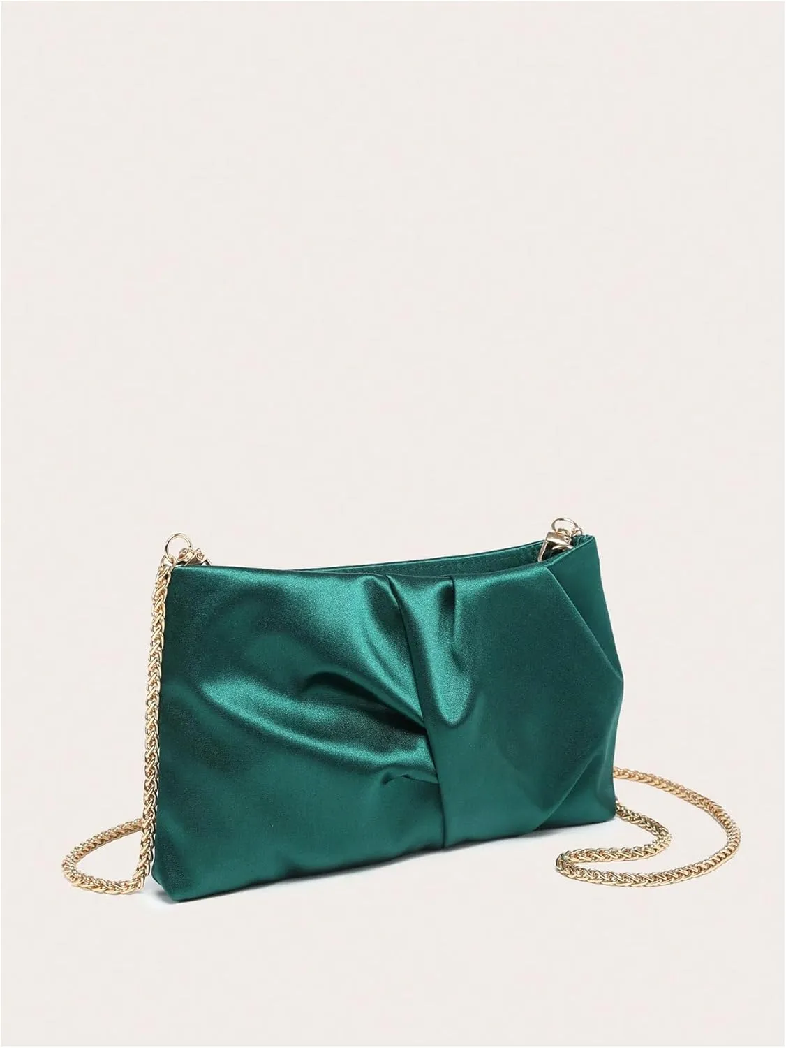 QWINEE Women's Satin Purse Ruched Evening Clutch Handbags Formal Party Handbag Wedding Bags