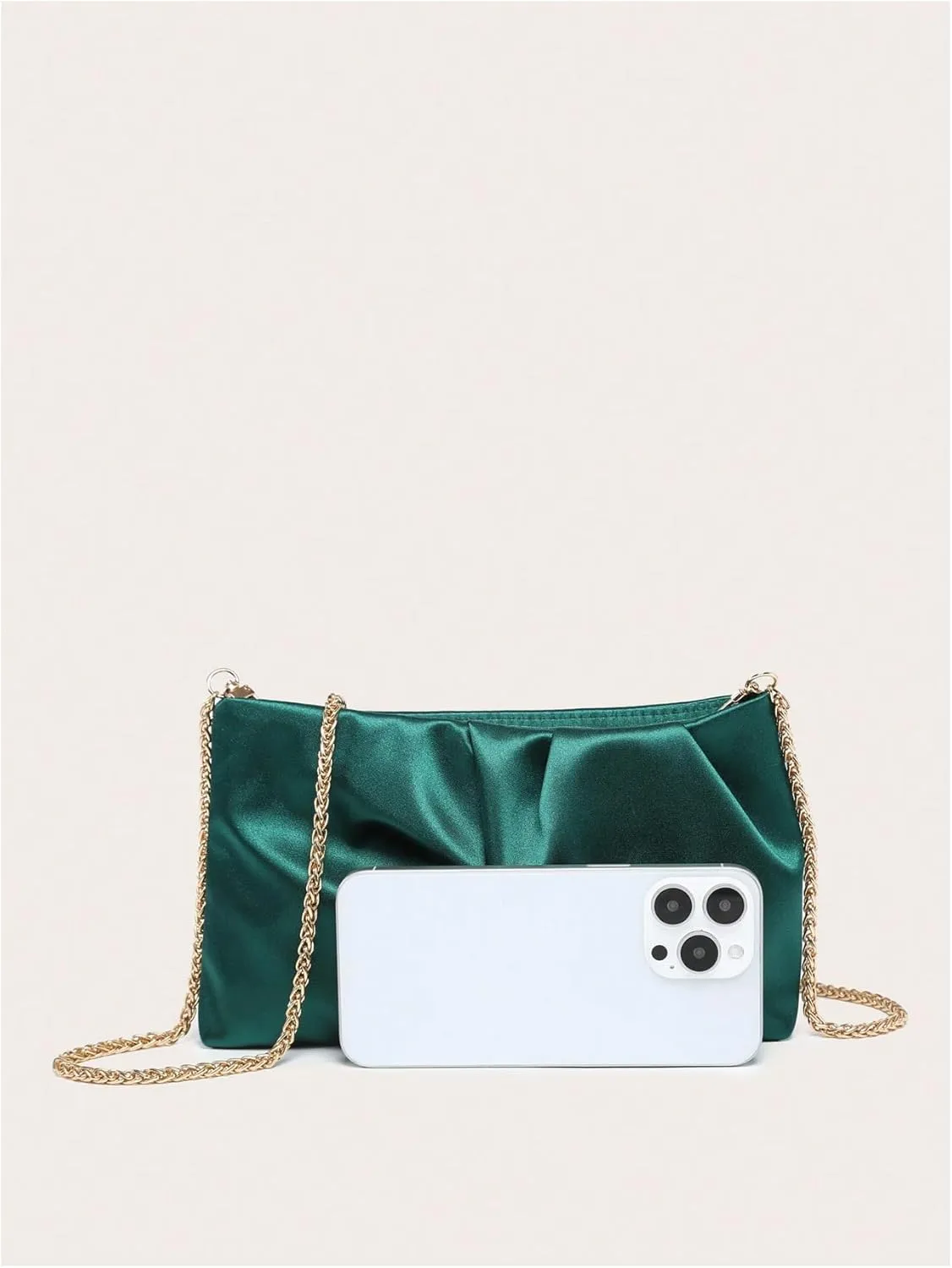 QWINEE Women's Satin Purse Ruched Evening Clutch Handbags Formal Party Handbag Wedding Bags
