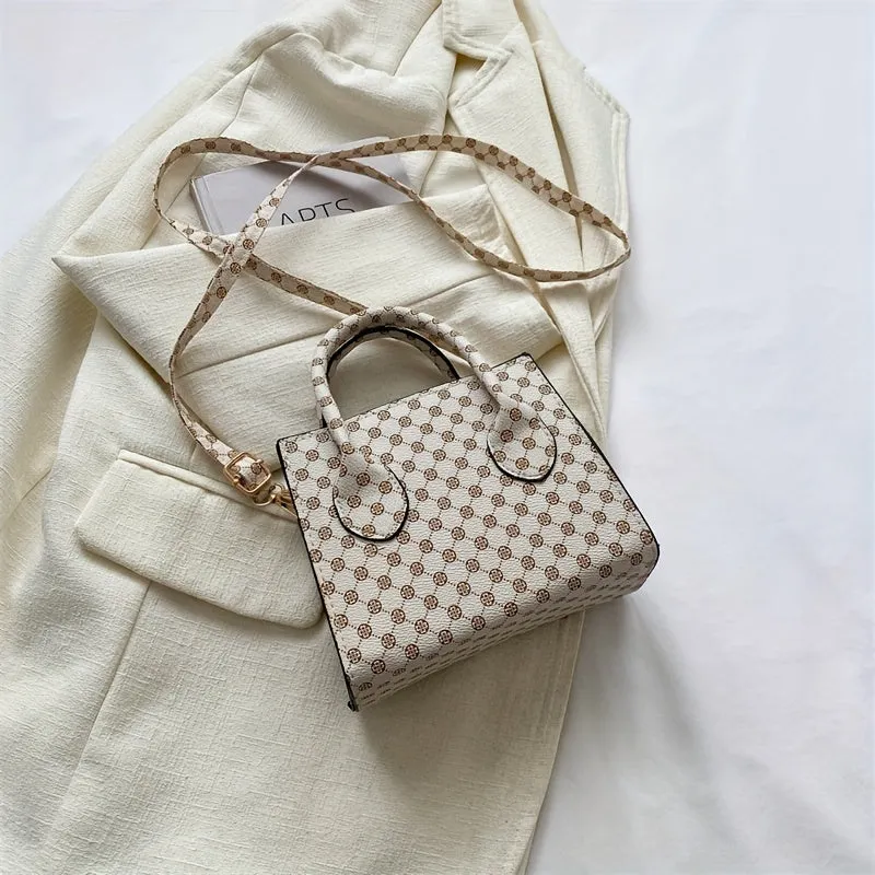 realaiot  Mini Polka Dot Print Handbag, Elegant Square Crossbody Bag, Women's Double Handle Purses With Zipper