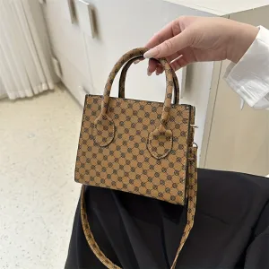 realaiot  Mini Polka Dot Print Handbag, Elegant Square Crossbody Bag, Women's Double Handle Purses With Zipper