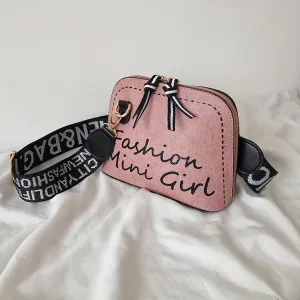 realaiot  Mini Shell Crossbody Bag, Letter Print Shoulder Bag, Retro Zipper Purses For Women