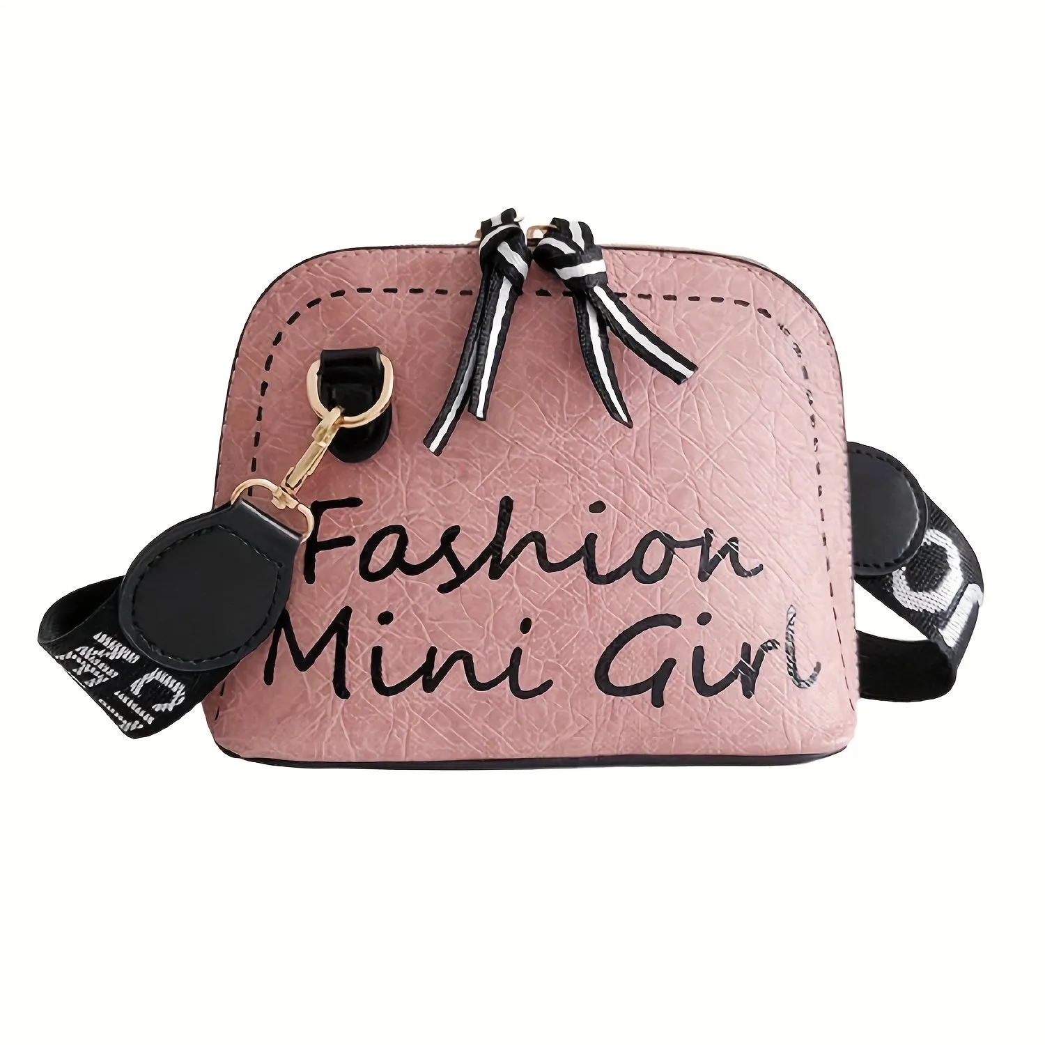 realaiot  Mini Shell Crossbody Bag, Letter Print Shoulder Bag, Retro Zipper Purses For Women