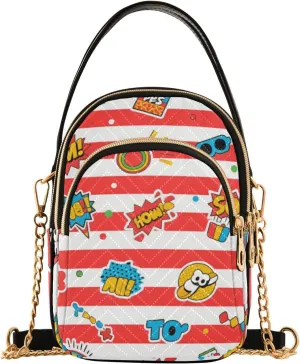 Red White Vintage Graffiti trendy crossbody sling bags for women with multi pockets womens handbags for traveling