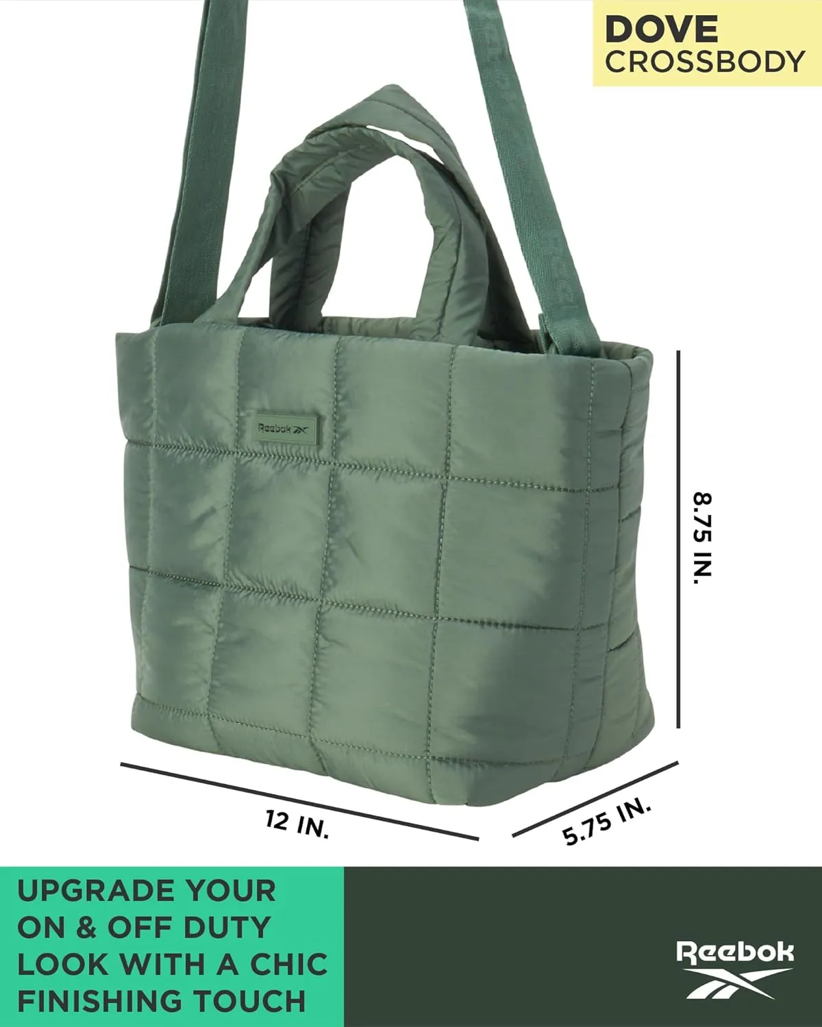 Reebok Crossbody Bags for Women - Lightweight Nylon Small Cross Body Bag Purse with Adjustable Strap for Casual Travel