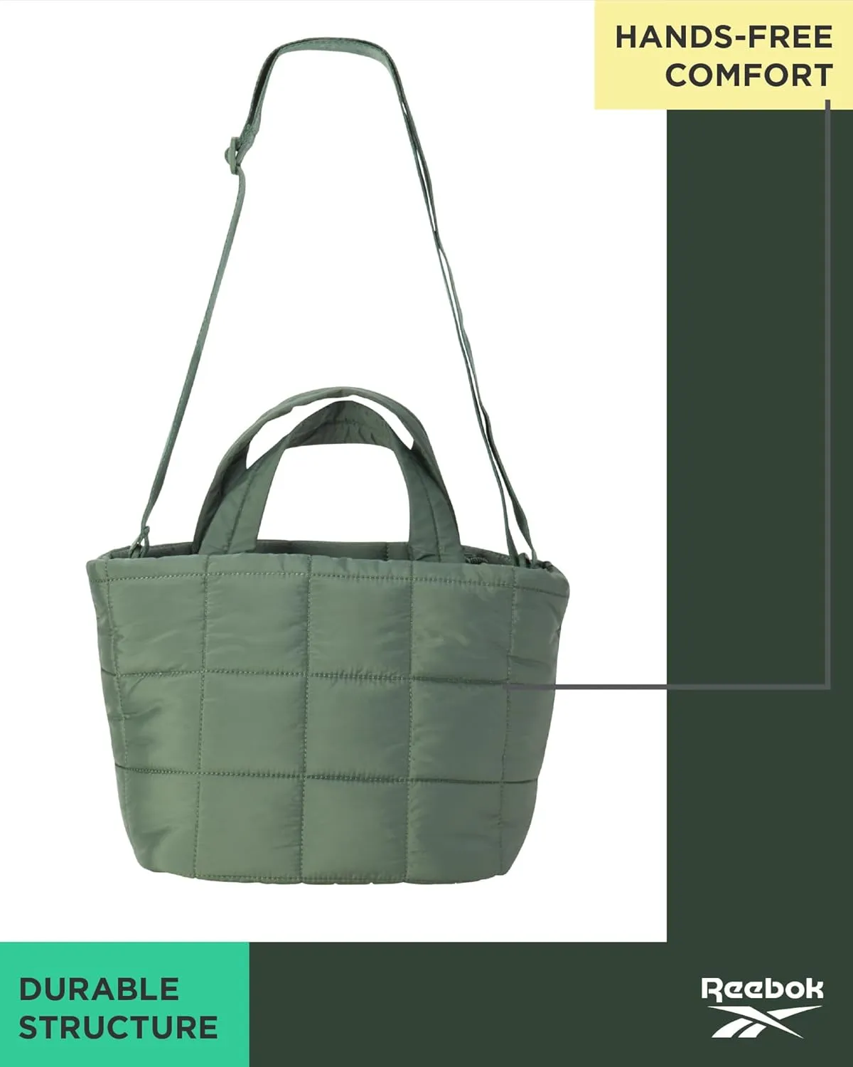 Reebok Crossbody Bags for Women - Lightweight Nylon Small Cross Body Bag Purse with Adjustable Strap for Casual Travel
