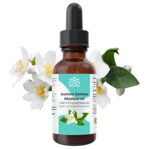 Relaxcation Pure Jasmine Sambac Oil – Aromatic Floral Oil for Skin, Hair, Body & Diffuser | Cold Botanical Extract from India | Hexane-Free, Natural, Vegan, 2 oz