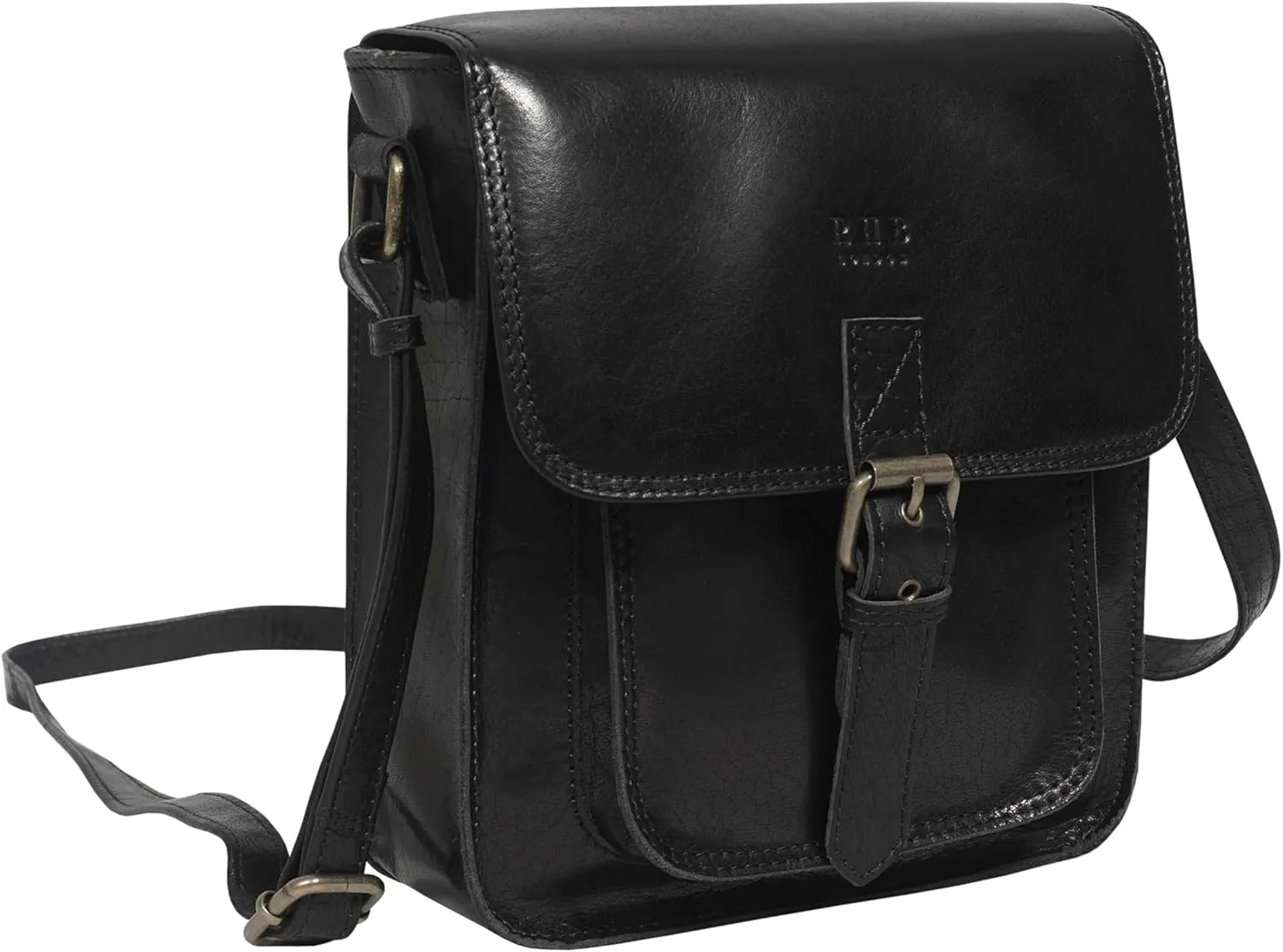 RHB Leather Crossbody Bag for Women - Sturdy Vintage Messenger Bag for Men with Adjustable Flap Fits IPad 11 inches