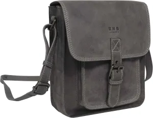 RHB Leather Crossbody Bag for Women - Sturdy Vintage Messenger Bag for Men with Adjustable Flap Fits IPad 11 inches