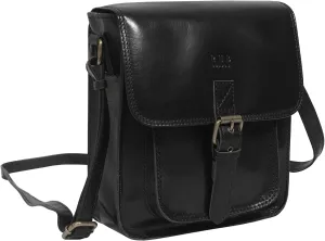 RHB Leather Crossbody Bag for Women - Sturdy Vintage Messenger Bag for Men with Adjustable Flap Fits IPad 11 inches