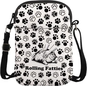 Rolling Fatties Cat Crossbody Bag Funny Cats Graphic Gift Cat Lover Gift Funny Cats Meme Shoulder Bag Pet Lover Handle Bags