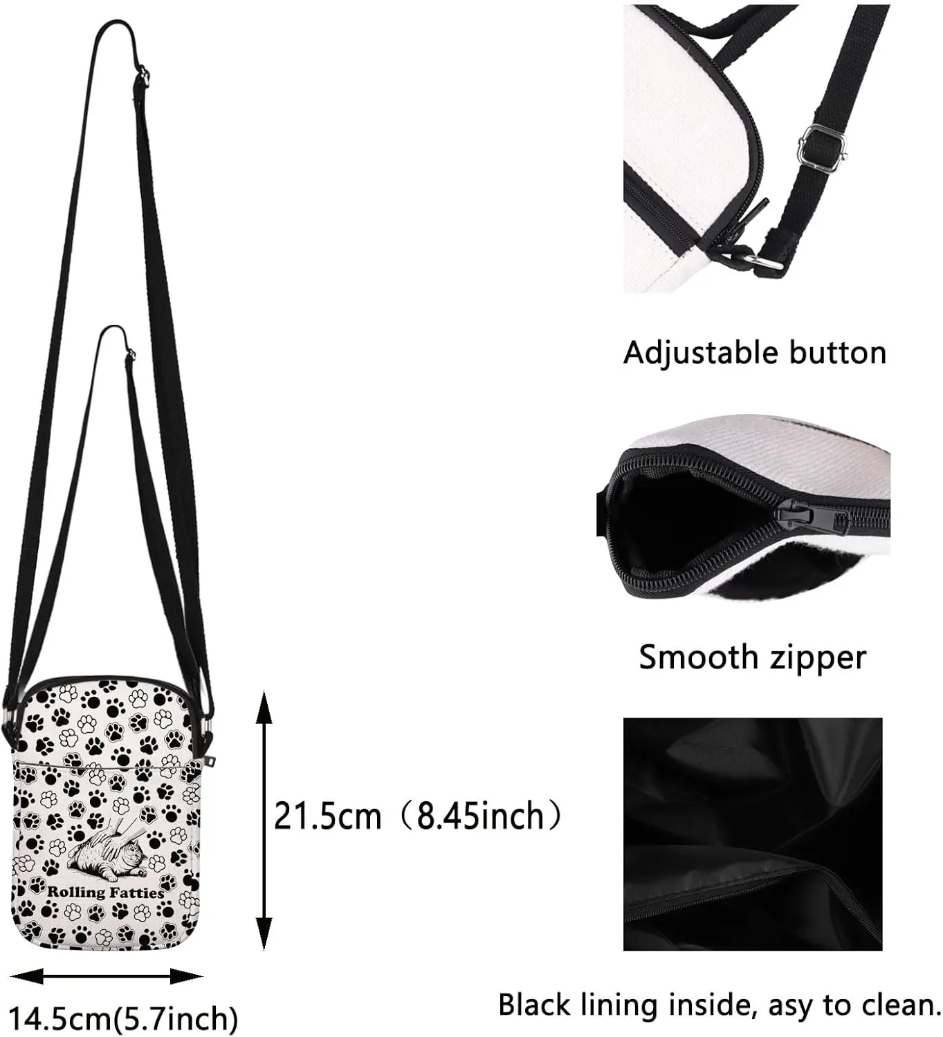 Rolling Fatties Cat Crossbody Bag Funny Cats Graphic Gift Cat Lover Gift Funny Cats Meme Shoulder Bag Pet Lover Handle Bags