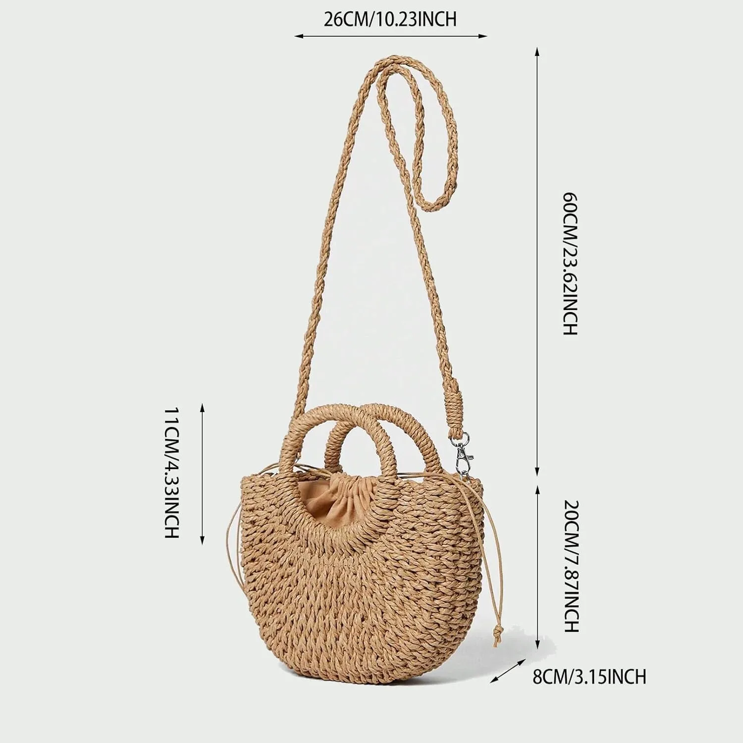 RomanticDesign Women Straw Handbag Woven Tote Bag Summer Beach Crossbody Purse for Vacation