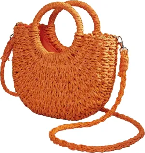 RomanticDesign Women Straw Handbag Woven Tote Bag Summer Beach Crossbody Purse for Vacation
