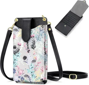 RONSIN Small Crossbody Cell Phone Purse for Women Vegan Leather Crossbody Phone Bag with RFID Card Slots Adjustable Strap