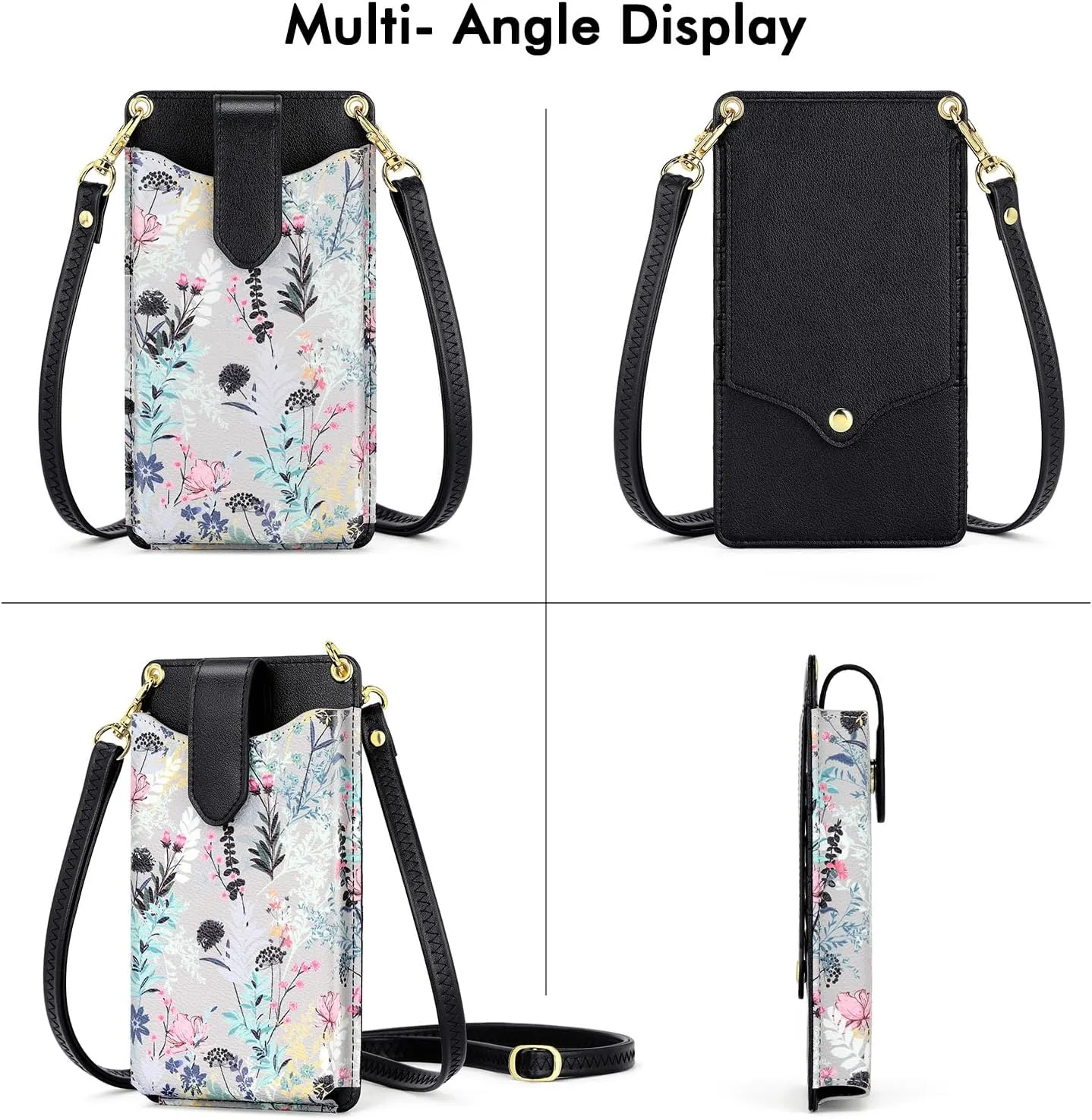 RONSIN Small Crossbody Cell Phone Purse for Women Vegan Leather Crossbody Phone Bag with RFID Card Slots Adjustable Strap