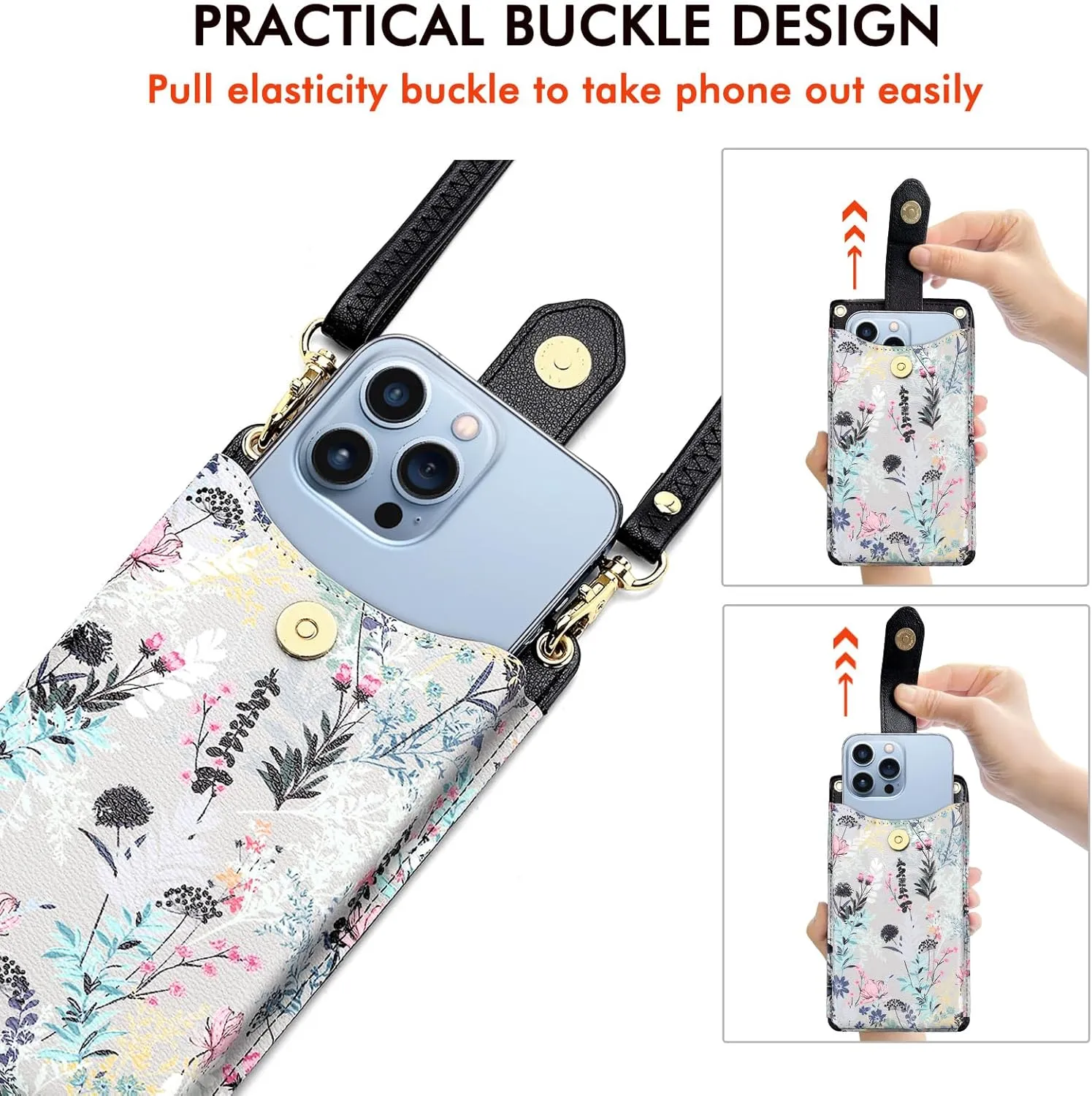 RONSIN Small Crossbody Cell Phone Purse for Women Vegan Leather Crossbody Phone Bag with RFID Card Slots Adjustable Strap