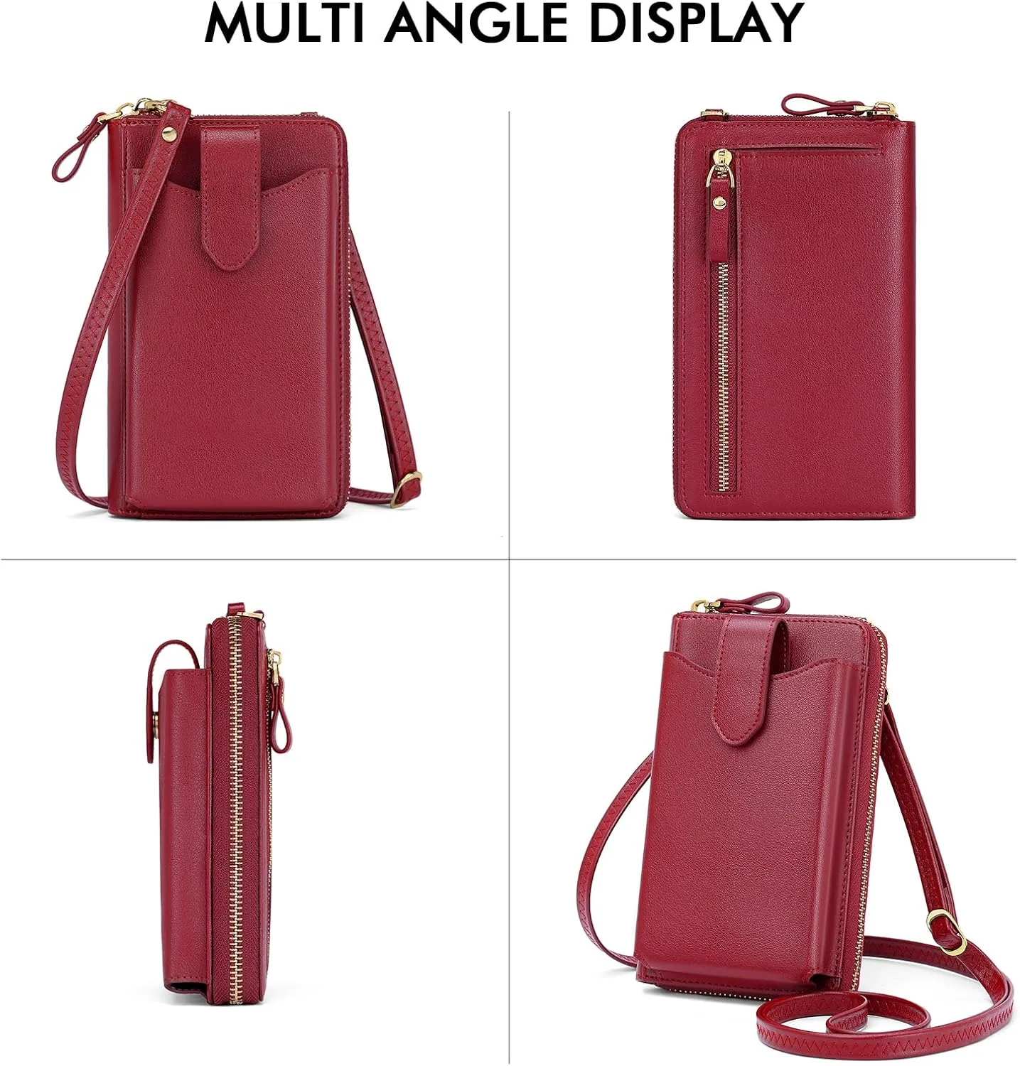 RONSIN Small Crossbody Wallet Purses for Women RFID Blocking Cell Phone Purse Vegan Leather Phone Bag Travel Handbag