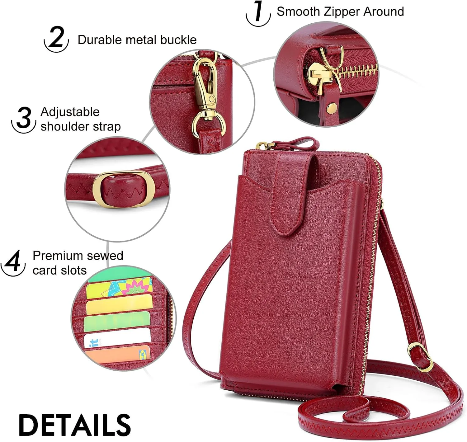 RONSIN Small Crossbody Wallet Purses for Women RFID Blocking Cell Phone Purse Vegan Leather Phone Bag Travel Handbag